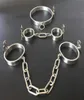 Aço inoxidável com fechadura pescoço colar algemas tornozelo escravo bdsm bondage grilhões perna ferros restrições brinquedo sexual para casais y21228505