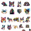 Autocollants de voiture 50pcs / lot couleur chat et chien autocollant animal imperméable scooter guitare chariot moto personnalité iti drop livraison aut ot1rd