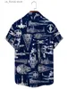 Men's T-Shirts Hawaiian Shirt For Men/Women Summer Mens Retro Spaceships Print Y2k Strtwear T-Shirt Short Slve Oversized Shirt Y240314