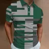 Polo para hombre Camisas de golf de moda Camisetas estampadas a cuadros en 3D Ropa de calle a rayas Ropa para hombres Blusa con botones de manga corta Top informal 240304