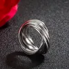 Klusterringar bijoux enkel stil 925 sterling silver ring flerskiktslinje för kvinnliga gåvor stor hyperboll 3/5/9 nio gåva