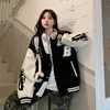 Deeptown Vintage Bomber Ceket Kadınları Harajuku Moda Koleji Üniforma Varsity Beyzbol Ceketleri Kadın Büyük Boy Sokak Giyim Y2K 240229