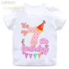 T-shirts Girl Birthday Cartoon T-shirt för flickor Tshirt nummer 2 3 4 5 6 7 8 Grafiska barnkläder pojkar bokstäver tryck sommar kortärmad ldd240314