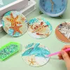 Stitch CHENISTORY 6 / 8PCS Mandala Diamond Painting Coaster avec rack Diy Diamond Mosaic Brink tasse de coussin
