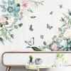 Autocollants Mur Vert Autocollant Décor À La Maison Salon Stickers Muraux Fleurs Feuille Tropicale Mur Art Papillon Décor Feuilles Tropicales Papier Peint