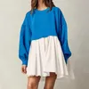 Casual Dresses Womens Overized Sweatshirt Dress Long Sleeve Crew Neck Pullover Tops Solid Sweatshirts Mini For Women Spring 2024