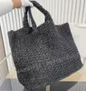 Kobieta słomka torby plażowe designerka torba szydełka torba luksusowa torebka torebki torebka haftowany litera w paski top