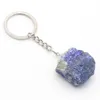 Natural Stone Raw Key Chain Rough Gemstone Keychain Natural Crystal Gem Stone Keyring Holders Fashion Jewelry