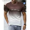 Homens camisetas Vintage Mens T-shirt 3D Gradiente Impressão Curto Slve Tops Verão Casual Strt Moda Camiseta Oversized Camiseta Homens Roupas Y240314