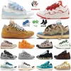 Designer de luxe Lanvinics Mesh tissé Lace-Up Robe Chaussures Curb Femmes Mens Semelle en caoutchouc en relief Mocassins Nappa Cuir Plate-forme Entraîneurs Chaussure de tennis