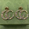 New fashion brand earring color diamond letter brass material personality Earrings women wedding party designer jewelry high quality jewelry