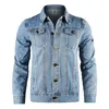 Diy Custom denimjacka Men Casual Lapel Single Breasted Jeans Autumn Mens Jackets Coat 240311