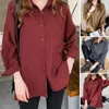 Camicette da donna Camicia da donna Colore puro Monopetto Colletto rovesciato Cardigan a maniche lunghe Morbido casual Tasca applicata OL Fondo per pendolari