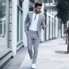 Mens Suits Blazers Fashion Casual Light Grey For Slim Fit Sets Formal Wedding Groom Prom Tuxedo Mane Business Pants 704a