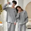 Mäns sömnkläder Autumn Male Blue Pyjamas Loungewear Par Pijamas Night Casual Suit Homewear Set Women Pyjamas