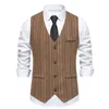 Mense Casual Plaid Suit Vest Tweed Slim Fit Waistcoat för bröllopstankar 240312