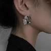 Stud Earrings Retro Irregular Round Metal For Women Exaggerate Punk Hollow Out Tin Paper Textured Drop Fashion Jewelry