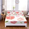 Ensemble drap-housse en Polyester solide, 3 pièces, housse de matelas aux quatre coins avec drap de lit à bande élastique (2 taies d'oreiller), Love Flower, 3 pièces