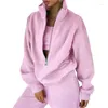 Calças femininas de duas peças dihope mulheres sólidas casuais tracksuit zíper moletom e longo 2 peças conjunto outono feminino gola streetwear