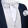 Mens Wedding Suit Vest Fashion Bow Tie Handkerchief Cufflinks Formal Business Silk Waistcoat Gilet Men Clothing DiBanGu 240312