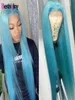 Long Blue Colored full Wig With Baby Hair For Women Pre Plucked pinkorange green Brazilian none Lace Front Wig5650845