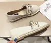 Scarpe casual Espadrillas con perline di perle Scarpe da donna con punta tonda Creepers con nappe glitterate in paglia Donna Mocassini con fiocco morbido in cristallo 294