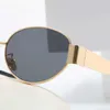 Designer E Sunglass Designer Mulher Óculos Mens e Mulheres Universal Polarizado Oval Rimmed Óculos De Sol Nariz Descanso Metal Polido Templos Elite Óculos TVNX