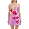 Casual Dresses Ailigou 2024 Summer Women's Sexy V-ringning Backless Sleeveless pärlast 3D Flower A-Line Mini Dress Elegant Celebrity Party