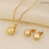 Ball Pendant Necklace Ball Earrings Jewelry SET Fine 24K Real Yellow Solid Gold GF Women Party Jewelry Best Gifts joias ouro mujer