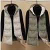 Gilets pour femmes 2024 Femmes Veste d'hiver Chaud Coton Rembourré Puffer Sans Manches À Capuche Double Face Manteau Long Casual Parkas Outwear