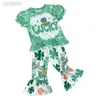 Patrick Girls St s Day Conjunto corto y acampanado con estampado de trébol ldd 24314