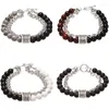 Charme pulseiras howlite lava tigre olho pedra contas masculinas pulseira de metal trigo link corrente masculino pulseira presentes para mulheres jóias masculinas