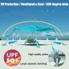 Skyddar stora strandtält Sunshade UPF50+ 10x10 ft Family Beach Shade Canopy med matta och 4 stolpar för campingfestpicknicks bakgård