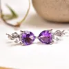 Stud Earrings 1 Pair Fengbaowu Natural Amethyst Citrine Heart Earing Ear 925 Sterling Silver Reiki Healing Stone Jewelry Gift For Women