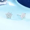 Stud Earrings Gifts Trendy Simple Snowflake Women 925 Sterling Silver Christmas Decoration