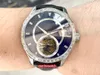 RMS 1663406은 978 Tourbillon 자동 기계 이동 72 시간 파워 리저브 Sapphire Glass Mirror Cowhide Strap과 함께 43mm입니다.