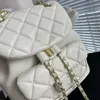 Mochila de luxo mochilas de couro francês clássico designer saco diamante treliça mulheres correntes costura carro viagem ao ar livre prático grande c sacos