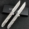 Top Quality A5023 Flipper Knife N690 Satin Blade CNC Anodizing Aviation Aluminum Handle Ball Bearing Outdoor Camping Hiking Fishing EDC Pocket Knives
