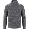 メンズセーター冬のメンズフリース厚いセーターハーフジッパータートルネックウォームプルオーバー品質雄のスリムニットウールセーターのスプリング2311114L2402