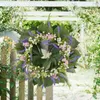 Guirnalda de flores decorativas para puerta delantera, corona de hojas artificiales de primavera vibrante con simulación realista para decoración del hogar