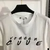 カップル高級デザイナーファッションクルーネックTシャツ2 Cレタープリント100％コットン