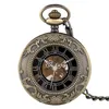 Classique Pendentif Chaîne Remontage À La Main Mécanique Montre De Poche Hommes Steampunk Squelette Femmes Sculpture Collier Horloge Cadeau De Noël T200502279G