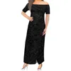 Party Dresses 2024 Women Luxury Elegant Sexy Off Shoulder Bridesmaid Polynesian Tatau Pattern Short Sleeve Maxi Dress