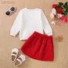 Day Valentine s Kids Girls Outfit Heart T-shirt and A-line Skirt Set Valentine s Day Clothes ldd240314