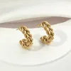 Boucles d'oreilles en acier inoxydable pour femmes, cerceau élégant, Vintage, géométrique, torsadé, à la mode, bijoux, cadeau d'anniversaire