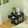 Nightstand, sänglådan, fyrkantigt slutbord, bambu sidobord för sovrum, vardagsrum, litet utrymme, modern nattstativ med öppen hylla, uppsättning av 1, svart