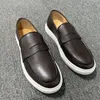 Casual Shoes Męskie Wulkanize czarne brązowe sneakery pu poślizgnięte ręcznie robione biznes męskie zapatos para hombre