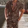 Designer kostym europeisk herr casual lös skjorta set hawaii strand digitala tryck korta ärmar jdqy