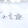 Stud Earrings Gifts Trendy Simple Snowflake Women 925 Sterling Silver Christmas Decoration