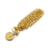 Pulseiras de corrente de ouro amarelo 14k para mulheres homens vintage retrato moeda liga pulseiras joias da moda
